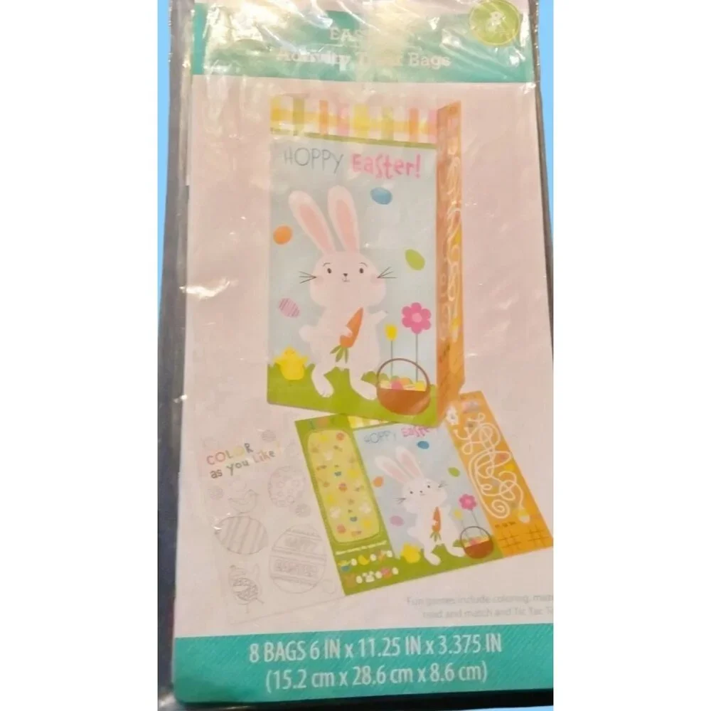 Hoppy Easter Activity Treat Bags Bunnies Rabbit Cookie 8 Pack